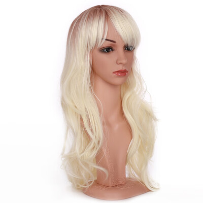 

Long Full Wig with Bangs Ombre Natural Wave Heat Resistant Synthetic Wig Dyeing Color Curly Wavy Cosplay Wigs Costume Dress
