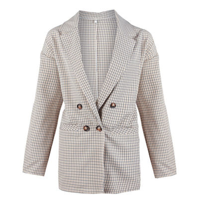 

XL code ladies new temperament commute plaid pattern long-sleeved suit jacket fashion casual street style womens jacket