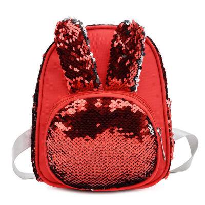 

Rabbit Ear Small Backpacks Women Nylon Sequins Shoulder Girls Knapsack