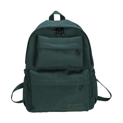 

Simple Dual-pocket Canvas Backpack Casual Large Capacity Schoolbag For Students