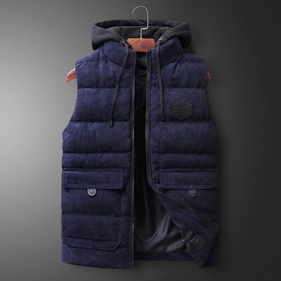 

Toponeto New Fashion Men Autumn Winter Hooded Solid Outwear Vest Jacket Tops Blouse