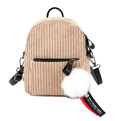 

Korean Women Mini Backpacks Stripes Corduroy Pack School Small Shoulder Bag
