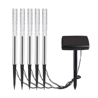 

5 Solar Water-Resistant Acrylic Bubble Lawn Garden And Yard Insert Landscape Lamps And A Solar Panel