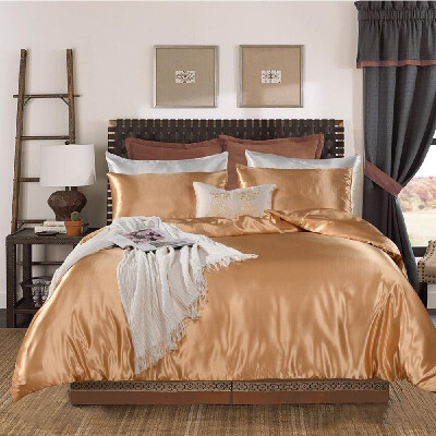 

Comforter Duvet Cover Set Pure Color Silk-like Home Soft Bedding Set