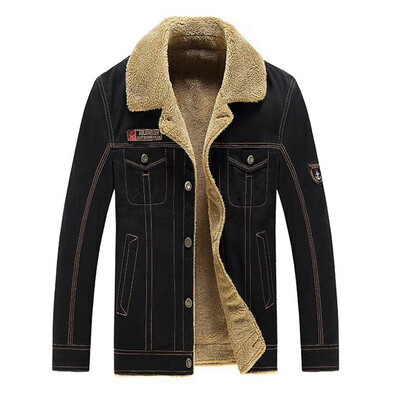 

Plus Size Men\s Button Front Slim Fit Corduroy Fleece Jacket