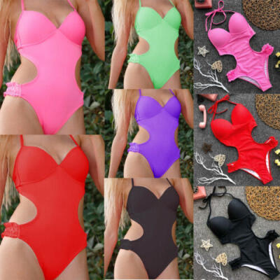 

Sexy Womens One Piece Swimsuit Swimwear Bathing Monokini Push Up Padded Bikini