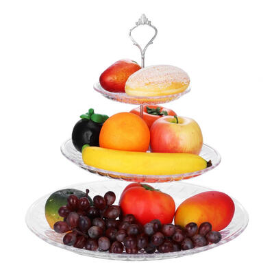 

3-Tier Acrylic Cake Tray Fruits Nuts Display Round Decorative Party Desserts Holder 3 Tier Cake Plate Cake Holder Plate