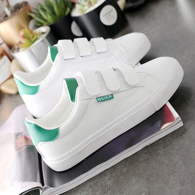 

Autumn 2019 new white shoes women Joker Korean version of hook&loop Board Shoes student womens shoes casual white shoes