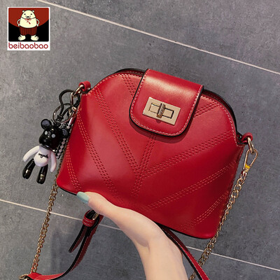 

French minority bag girl 2019 new Korean version of leisure shell bag with one shoulder slant chain bag