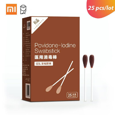 

25pcslot Xiaomi Miaomiaoce Povidone-lodine Swabstick Disinfect Cotton Swab Stick Wound Dressing Travel Medical Supplies Medical K