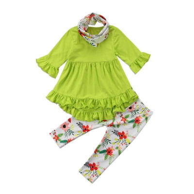 

3Pcs New Toddler Kids Baby Girl Outfits Clothes Tops T Shirt DressFloral Pants Leggings Children Clothing Set