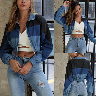 

Toponeto Womens Denim Long Sleeve Zipper Jacket Casual Coat Outwear