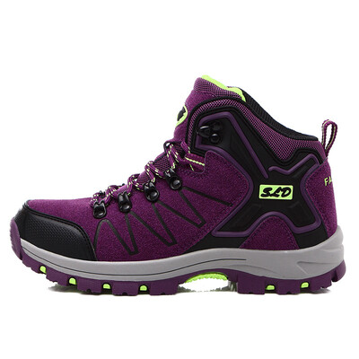 

High-top hiking shoes wear-resistant leather cashmere hiking mens shoes climbing mountain womens shoes