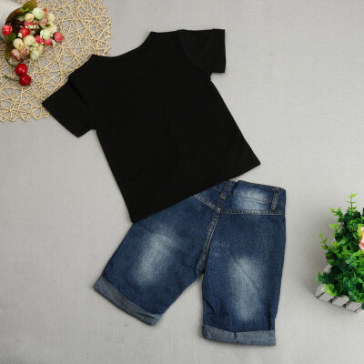 

2PCS Toddler Kids Baby Boys Outfit Clothes T-Shirt TopsDenim Shorts Pants 1Set