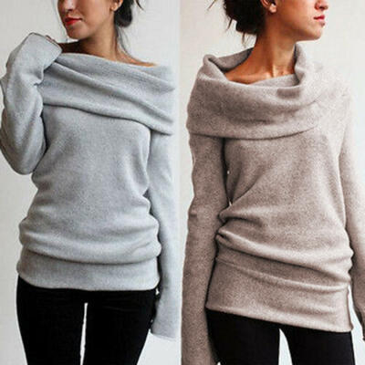 

Women Coat Off shoulder Autumn Outwear Loose Pullover Long Sleeve Ladies Sweater