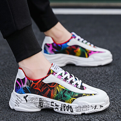

Ins Super Hot Mens Tide shoes Korean version 100 thick-soled Dad shoes Spring Leisure Sports shoes running shoes graffiti