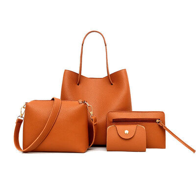 

2018 New Style Fashion Solid 4 Pieces Women PU Leather Handbag Lady Shoulder Bag Tote Purse Satchel Set