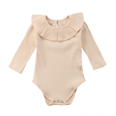 

Newborn Toddler Baby Girls Long Sleeves Bodysuit Lotus Leaf Collar Outfits