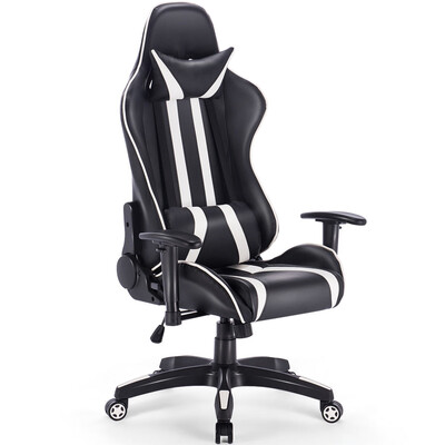 

High Back Reclining Racing Gaming Chair-White