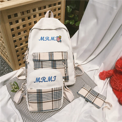 

Checker ins schoolbag female Korean version of high school Johnson backpack undergraduate BF style ancient feeling shoulder bag