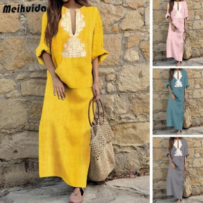 

Women Floral Maxi Dress Hawiian Evening Party Summer Beach Casual Long Sundress