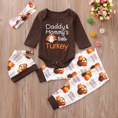 

Infant Baby Boys Girls Letter Turkey Romper Pants Thanksgiving Day Outfits Set