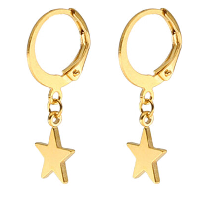 

2PCS Punk Black Sliver Gold Star Pendant Ear Stud Earrings Ear Clip UK