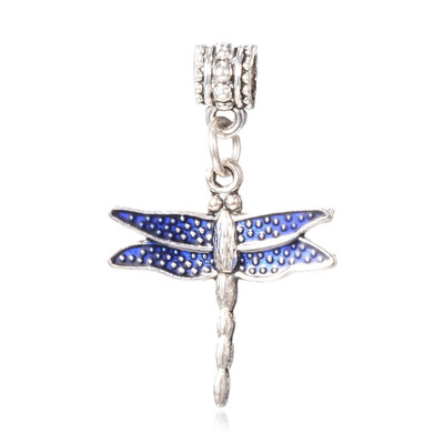 

Tibetan Style Alloy Enamel European Dangle Beads Large Hole Pendants Dragonfly Antique Silver 37mm Hole 5mm