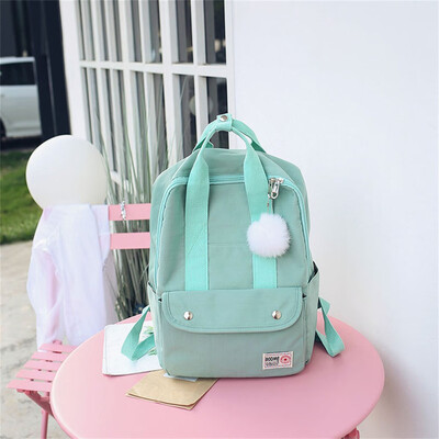 

Large Capacity Solid Color Waterproof Nylon Casual Backpack School Bag