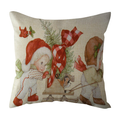 

Tailored 18 Xmas Cotton Pillow Case Linen Cushion Cover Merry Christmas Home Decoration