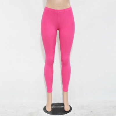 

New Women Cotton Leggings Solid Color Skinny Elastic Waist Stretchy Tights Bodycon Pants Trousers Jeggings