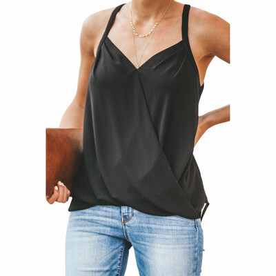 

Solid color base vest T-shirt womens V-neck sleeveless Slim shirt