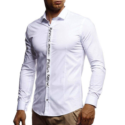 

Toponeto Men Pure Color Splicing Long Sleeve Shirt Fashion Long Sleeve Blouse Top