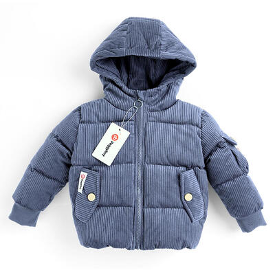 

Winter Kids Warm Hooded Cotton Coat Smile Flocking Letters Down Outerwear
