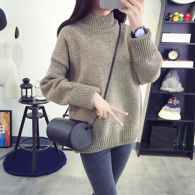 

Women Loose Knitwear Long Sleeve High Collar Sweater Tops Winter Outwear Jumper