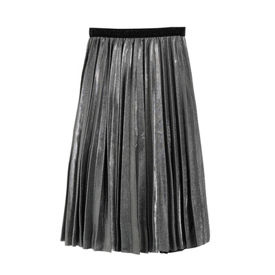 

Women Silver Metallic Skirt Women Skirt A Life High Metallic Pleated Skirt Party Club Skirt