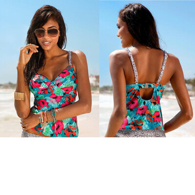 

Saidsome Women Blouson Floral Sporty Tankini Set Swimwear Two Piece Swimsuit Bikini