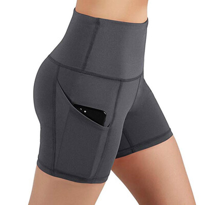 

Tailored Womens High Waist Yoga Pocket Short Abdomen Control Training Running Yoga Pants