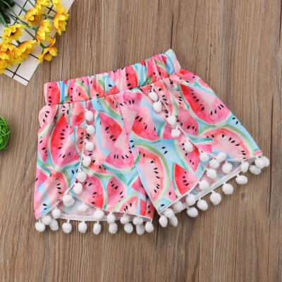 

Fashion Toddler Baby Girl High Waist Watermelon Tassel Ball Shorts Bloomers Nappy Children Clothes 0-3Y