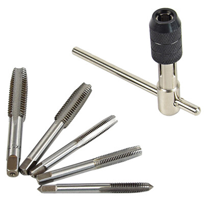 

Siaonvr Handle Ratchet Tap Wrench with 5pcs M3-M8 Machine Screw Thread Metric Plug Tap