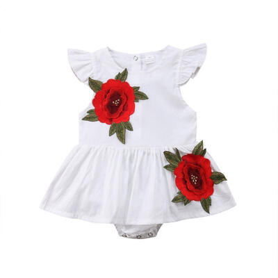 

Toddler Baby Girl Princess Party Wedding Tutu Lace Flower Tulle Romper Dress 0-2Y