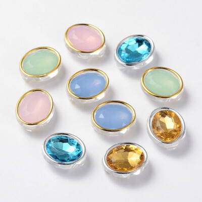 

Sew on Taiwan Acrylic Garment Accessories Faceted OvalMixed Color12x10x55mm Hole 05mm
