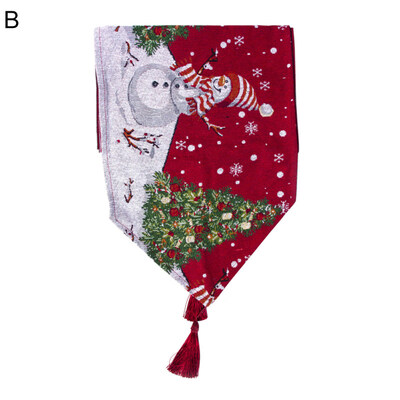 

180cm Christmas Flower Snowman Tree Dining Table Runner Tablecloth Party Decor