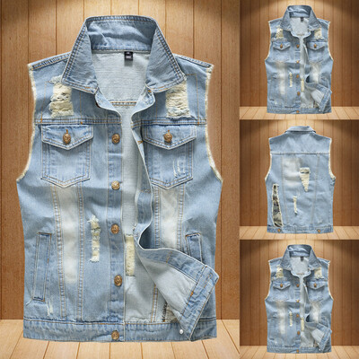 

Toponeto Mens New Fashion Denim Vest Casual Cowboy Jacket In Shoulder Blouse