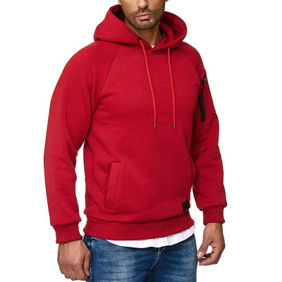 

Toponeto Mens Casual Solid Color Long Sleeve Zipper Hoodies Pockets Top Sweatshirt