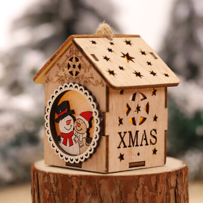 

Siaonvr LED Light Wood House Cute Christmas Tree Hanging Ornaments Holiday Decoration