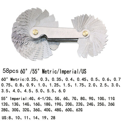 

〖Follure〗58 Blades Metric Whitworth 5560 Degree Thread Measuring Gauge Screw Pitch steel