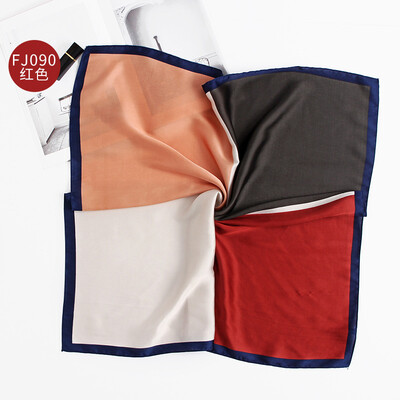 

Korea Dongdaemun fashion small square stitching contrast color simple small scarf ladies professional silk scarf FJ090