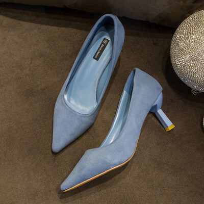 

French High-heeled Shoes Female Fine-heeled Tip-toed Shoes Cat heels