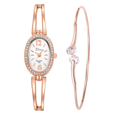 

Womens Watches Oval Roman Numerals Dial Bracelet Ladies Quartz Wristwatch With Rhinestone Clock Luxury DISU Reloj Mujer